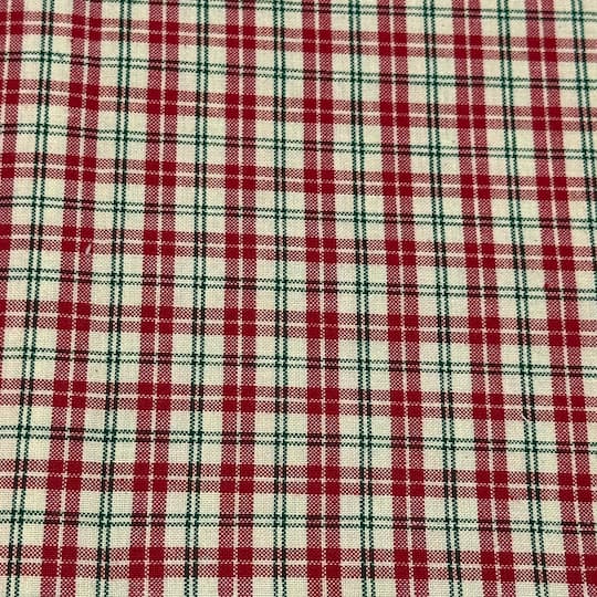 Feldman Red & Ivory Homespun Plaid Cotton Fabric